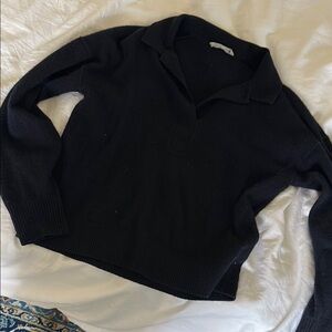Women's Size M Everlane Navy Cashmere Polo collar Sweater